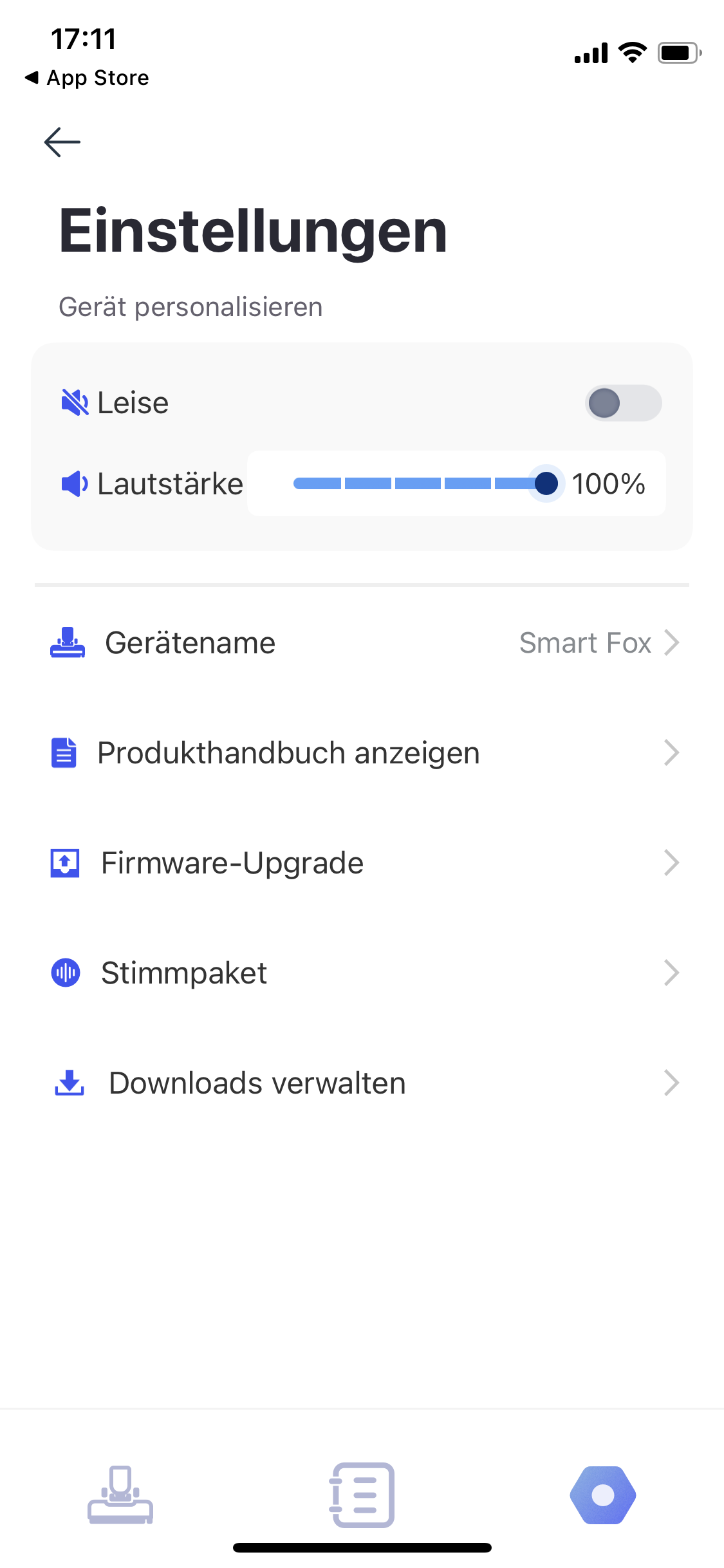 Man sieht die Einstellungen in der Tinceo Life App.